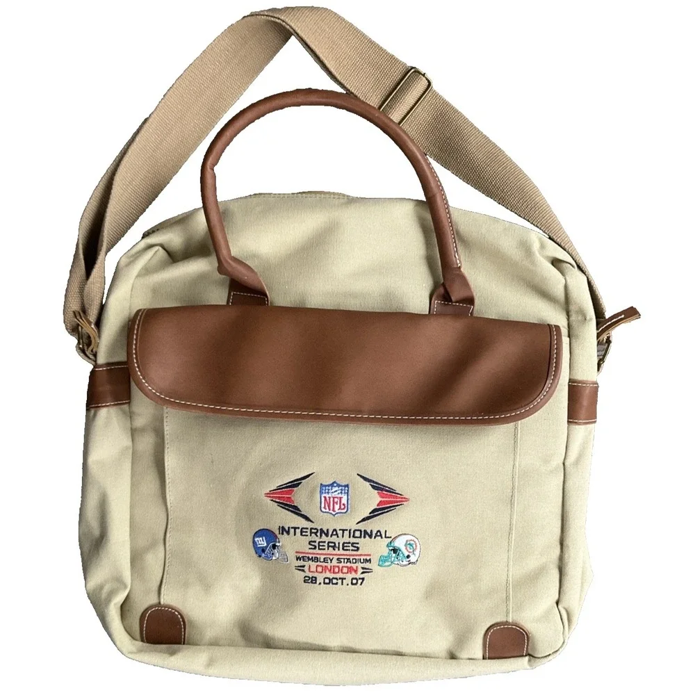 NFL Messenger Bag Wembley London 2007 Giants vs Dolphins Laptop Canvas Case Rare